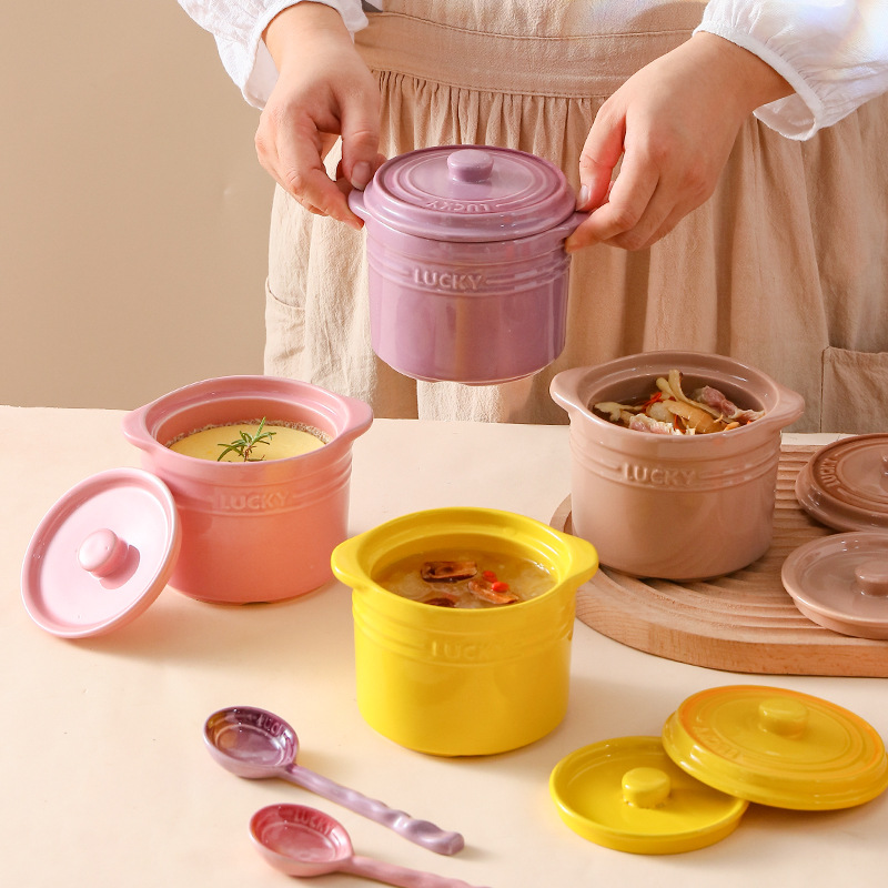 Kitchen Appliances Cooking - Miska ceramiczna z podwójną pokrywką, miska