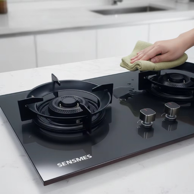 Kitchen Appliances Are - Czarna płyta gazowa z hartowanego szkła,